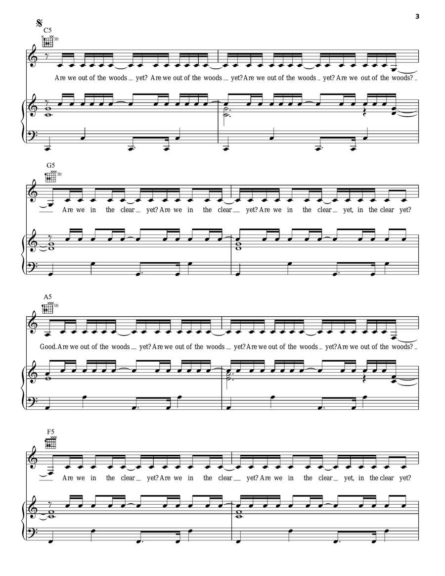 Out Of The Woods Out Of The Woods Acoustic Guitar scores gallery preview page 3