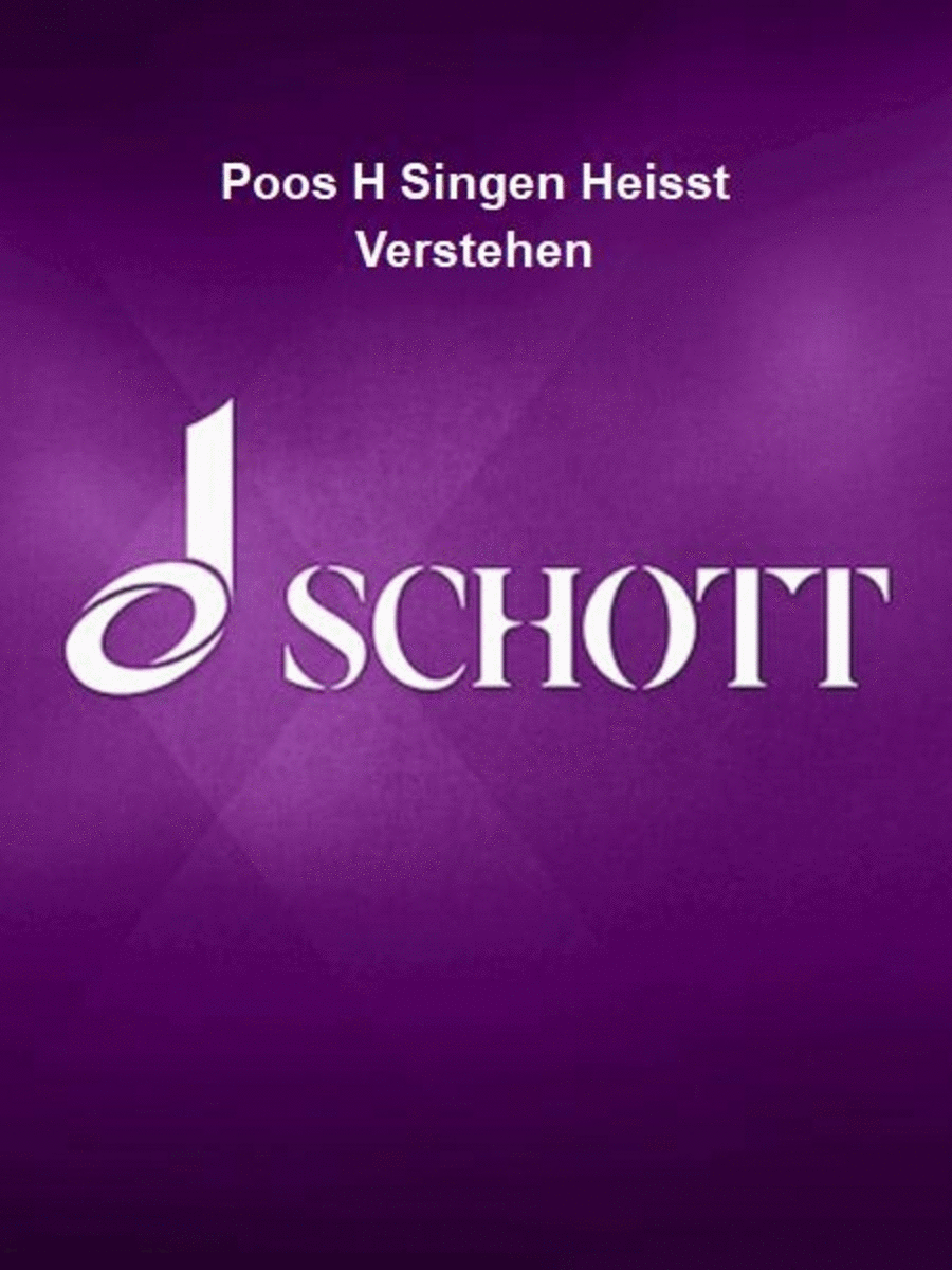 Poos H Singen Heisst Verstehen