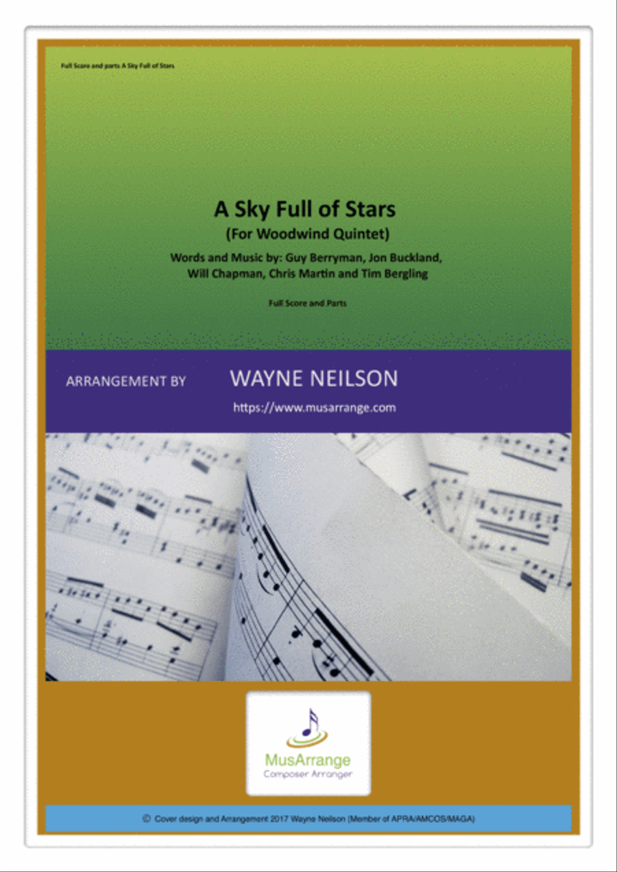 A Sky Full Of Stars Woodwind Quintet scores gallery preview page 1