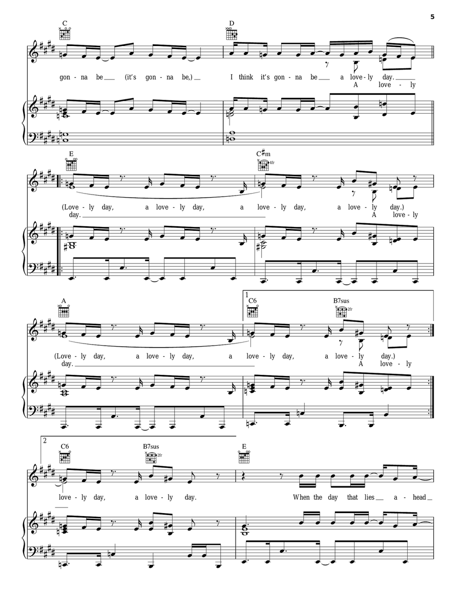 Lovely Day Lovely Day Piano, Vocal, Guitar scores gallery preview page 5