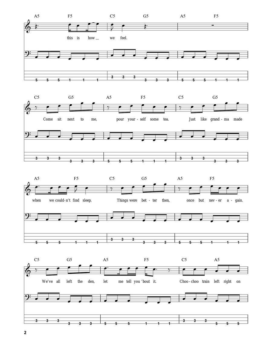 My Name Is Jonas Bass Guitar Tablature scores gallery preview page 2