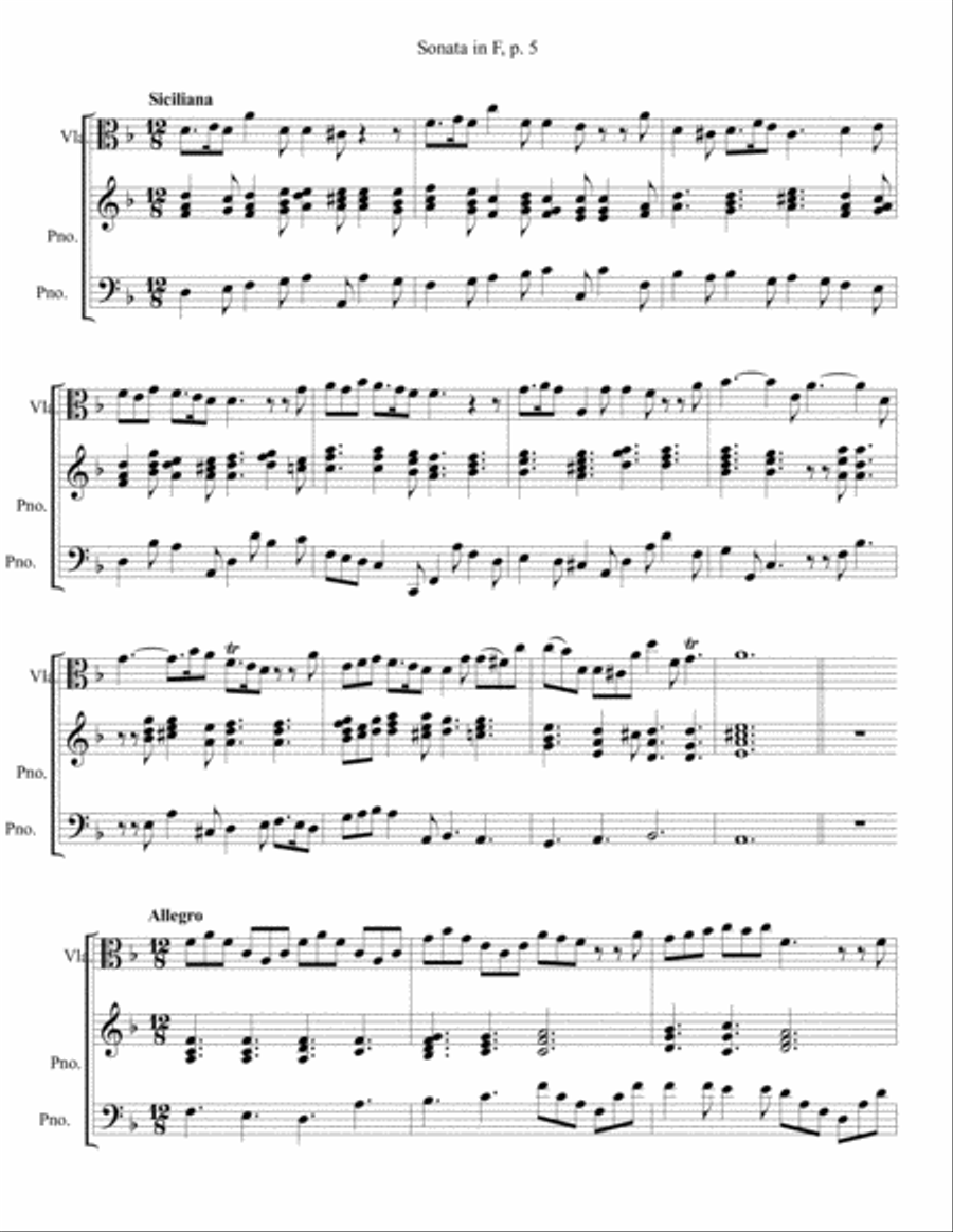 Sonata in F for viola and Piano By George Frideric Handel Piano scores gallery preview page 5