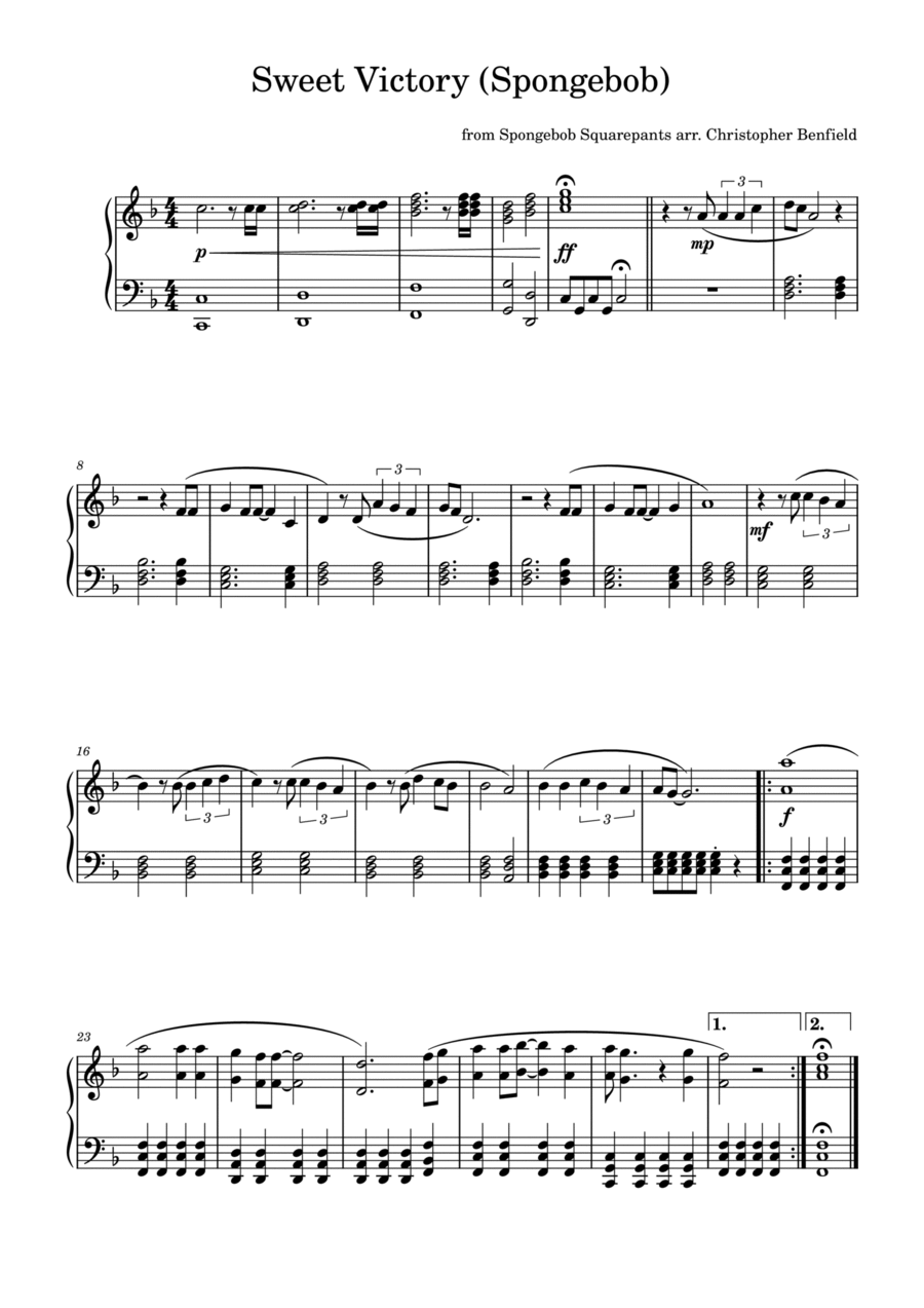 Sweet Victory Piano Solo scores gallery preview page 1