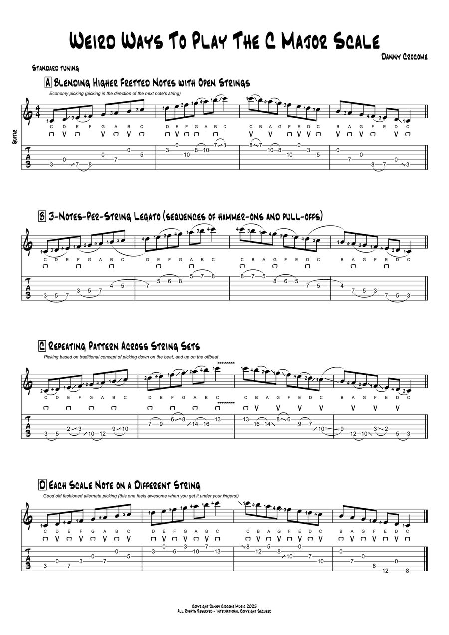 Weird Ways to Play The C Major Scale Electric Guitar scores gallery preview page 1