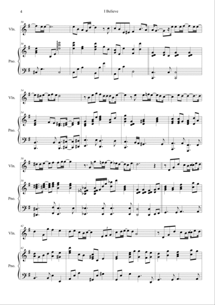 I Believe I Believe Violin Solo scores gallery preview page 4