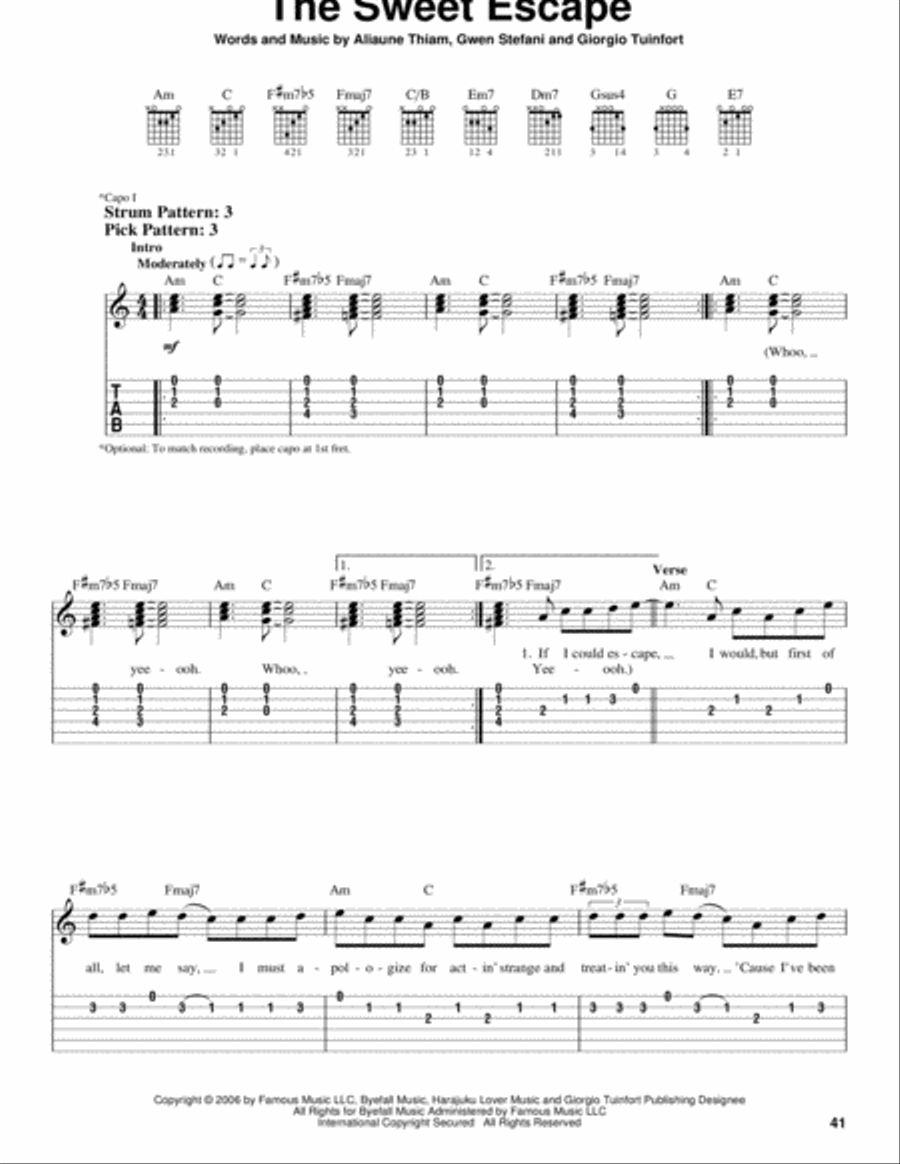 The Sweet Escape Acoustic Guitar scores gallery preview page 1