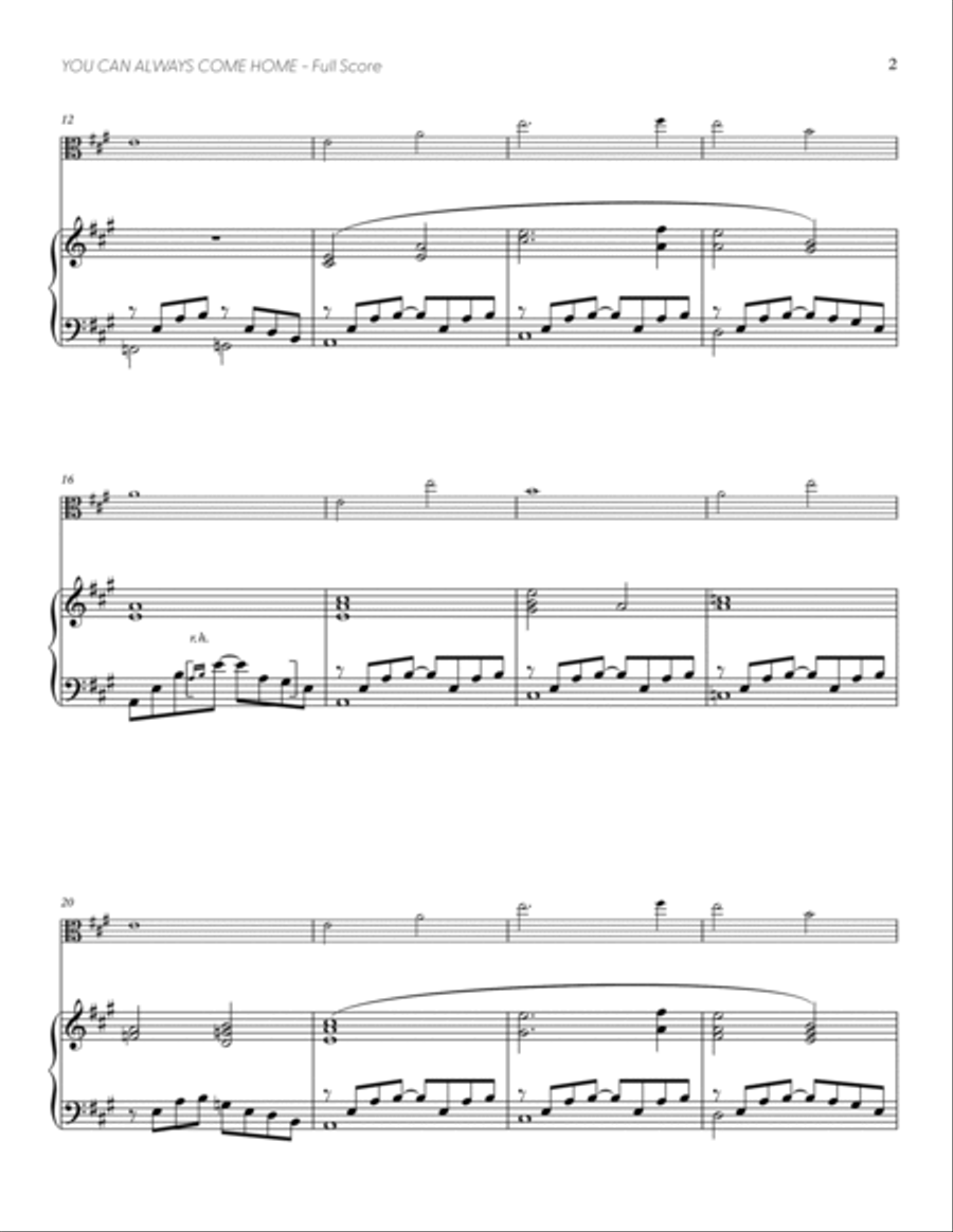 You Can Always Come Home (from DELTARUNE) (for Solo Viola with Piano Accompaniment) Piano Accompaniment scores gallery preview page 3