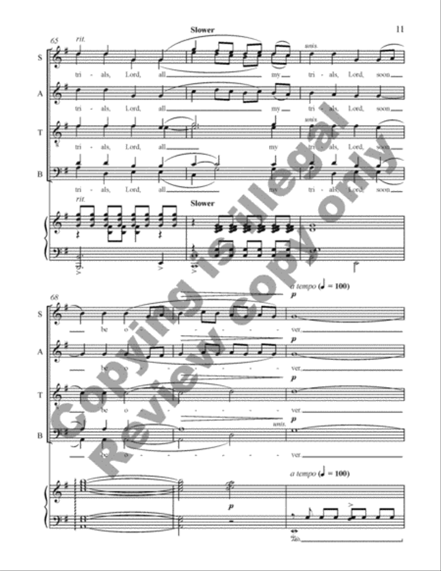 Gospel Songs: All My Trials (Piano/Choral Score) image number null