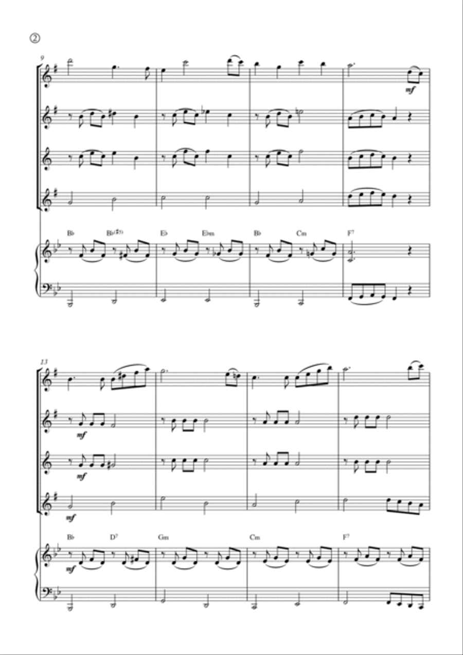 Hymne A L'amour Saxophone Quartet scores gallery preview page 2