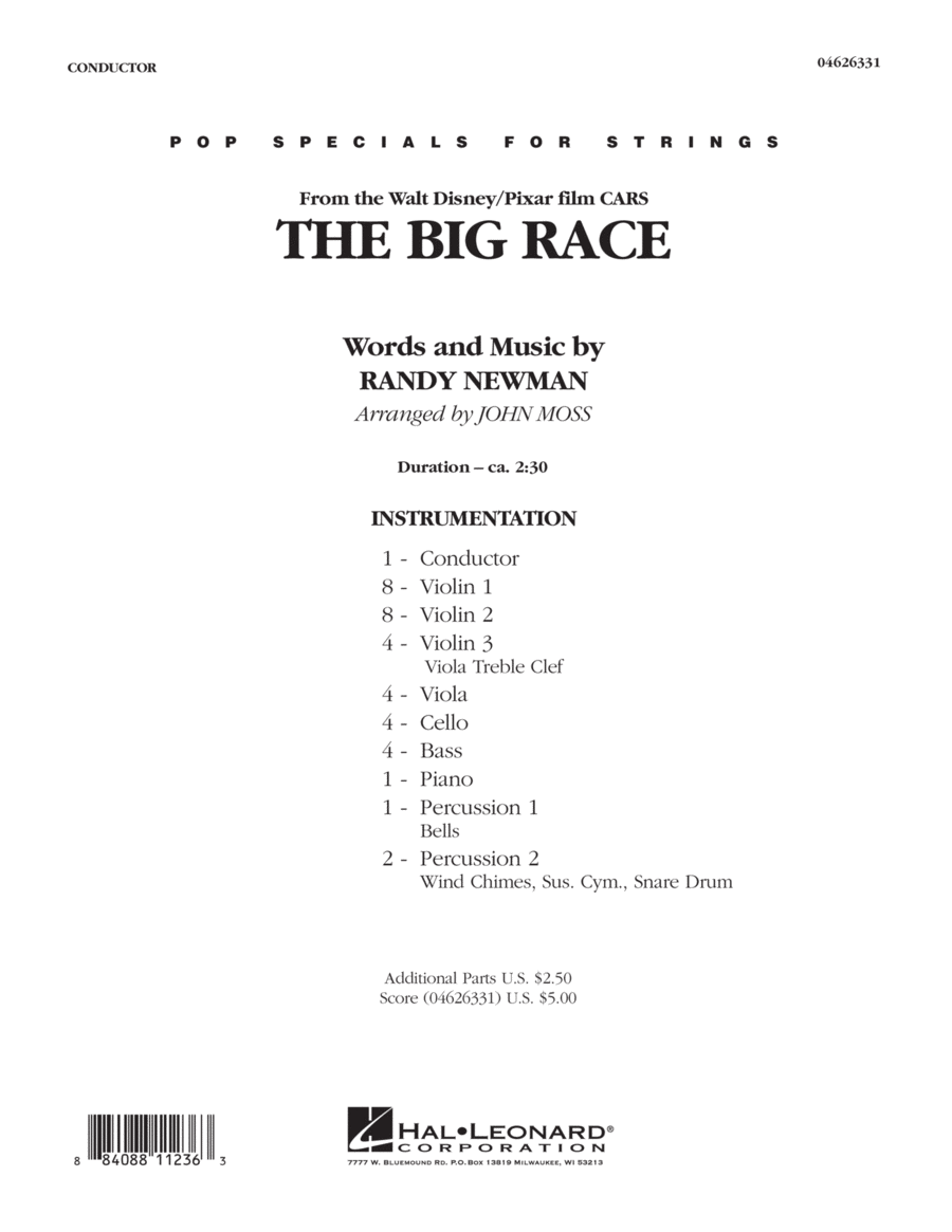 The Big Race (from Cars) - Full Score