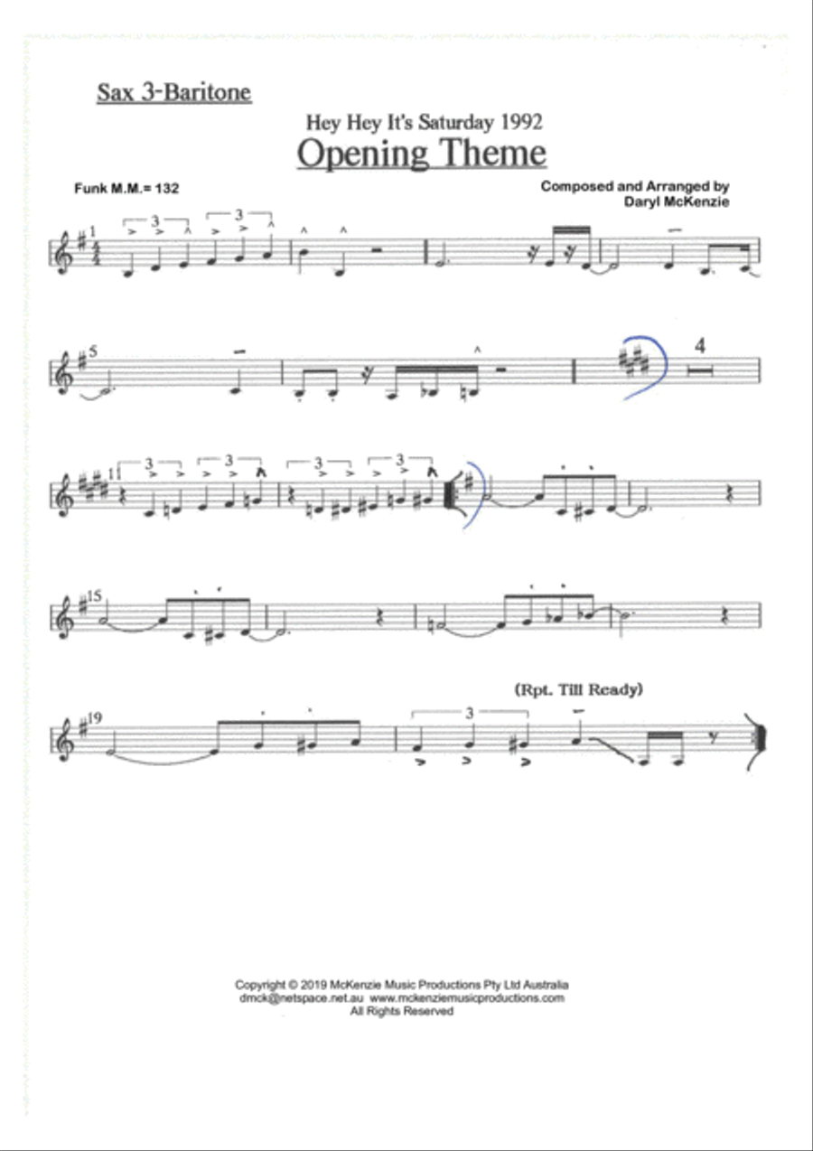 Hey Hey It's Saturday Opening Theme - Instrumental Studio Band Saxophone scores gallery preview page 5