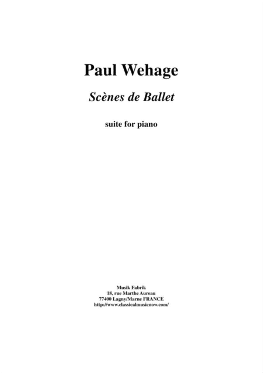 Paul Wehage: Scènes de Ballet for piano Piano Solo scores gallery preview page 1
