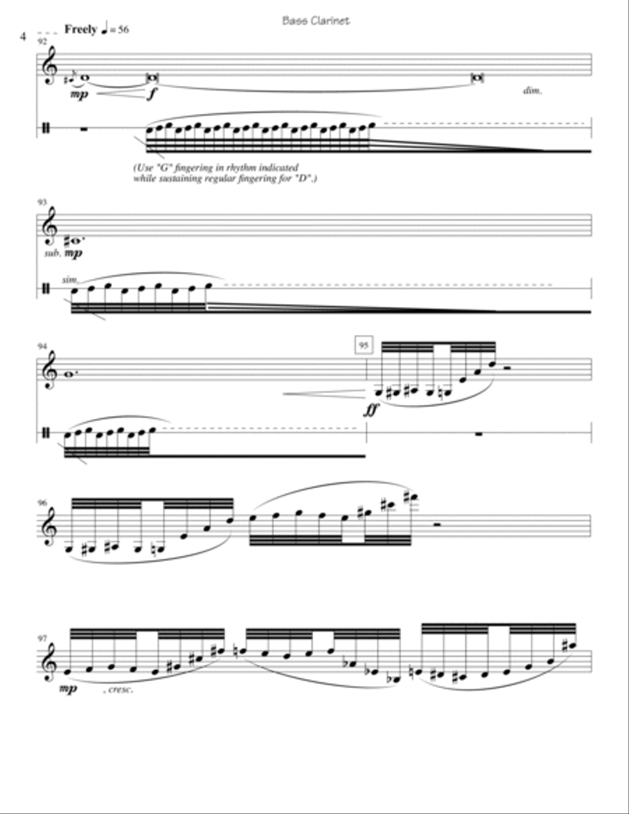 Sacre Bleu! For Bass Clarinet with Low C extension Bass Clarinet scores gallery preview page 6