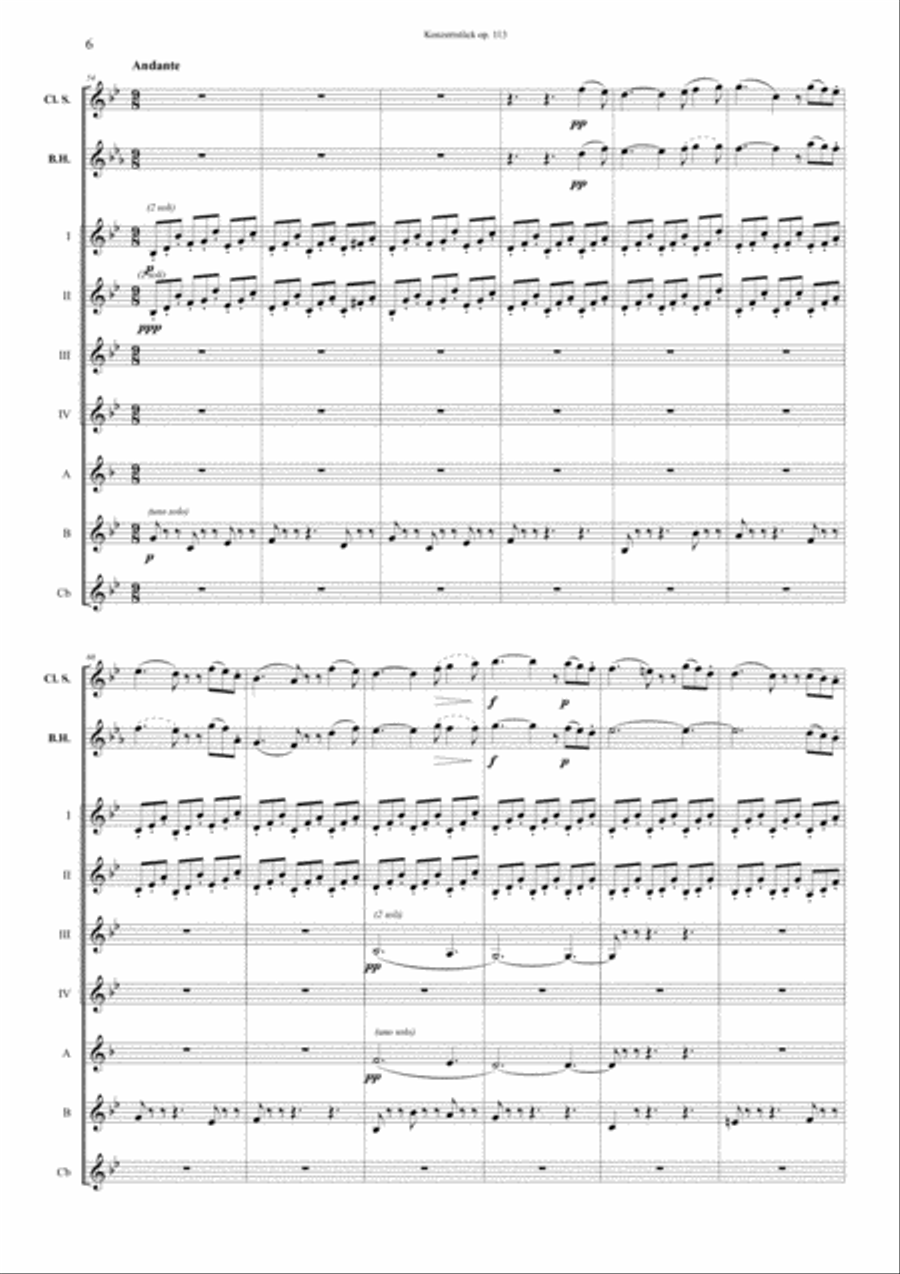 F. Mendelssohn Bartholdy Konzertstück op. 113 for Clarinet, Basset Horn and Orchestra – Transcrip Woodwind Ensemble scores gallery preview page 6