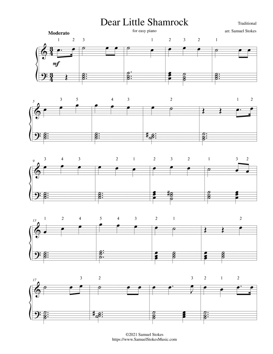 Dear Little Shamrock - for easy piano Easy Piano scores gallery preview page 1