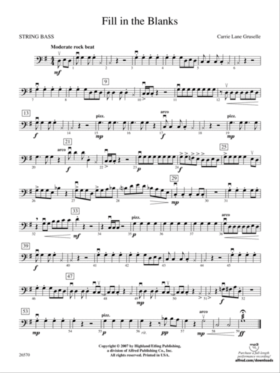 Fill in the Blanks: String Bass String Orchestra scores gallery preview page 1