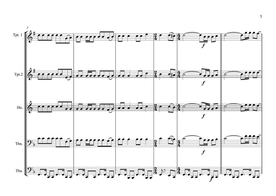 Niuean National Anthem for Brass Quintet Brass Quintet scores gallery preview page 3