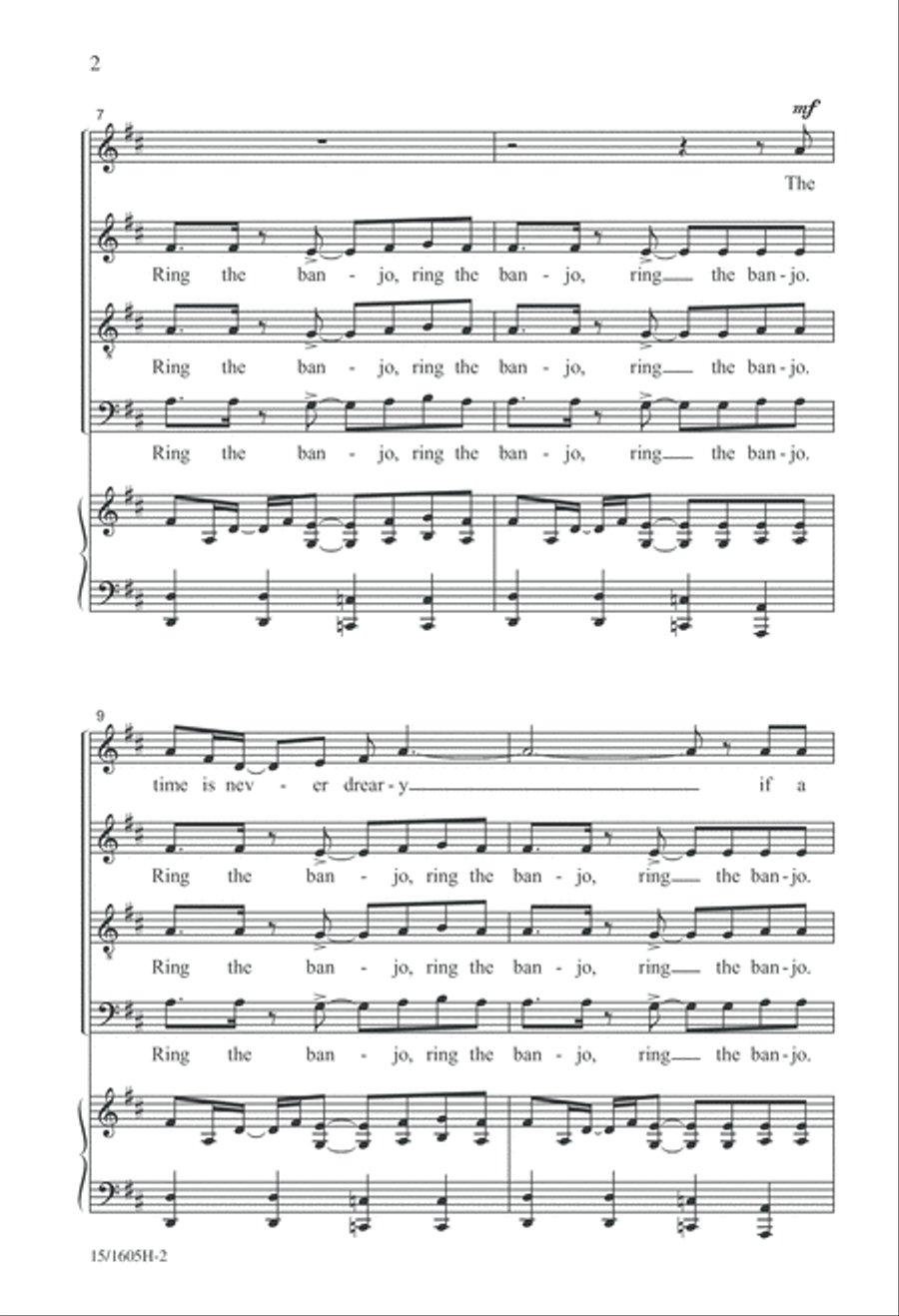 Ring, Ring the Banjo Ring, Ring the Banjo 4-Part scores gallery preview page 2