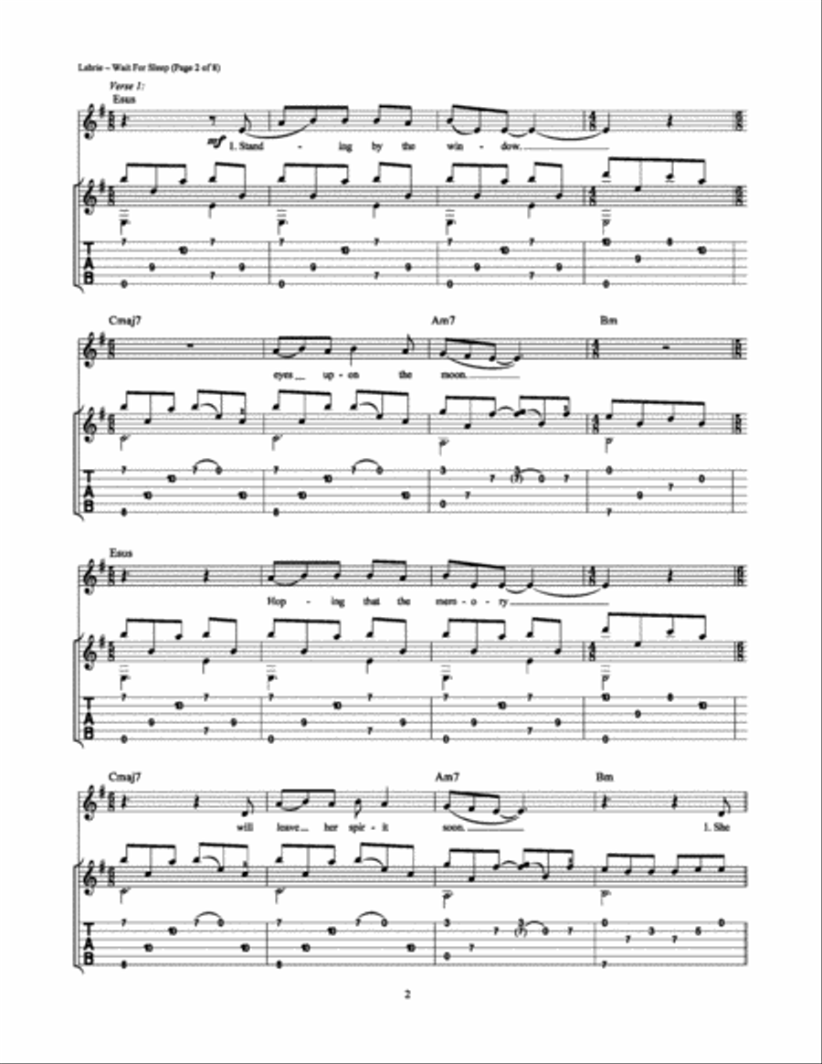 Wait For Sleep Electric Guitar scores gallery preview page 2