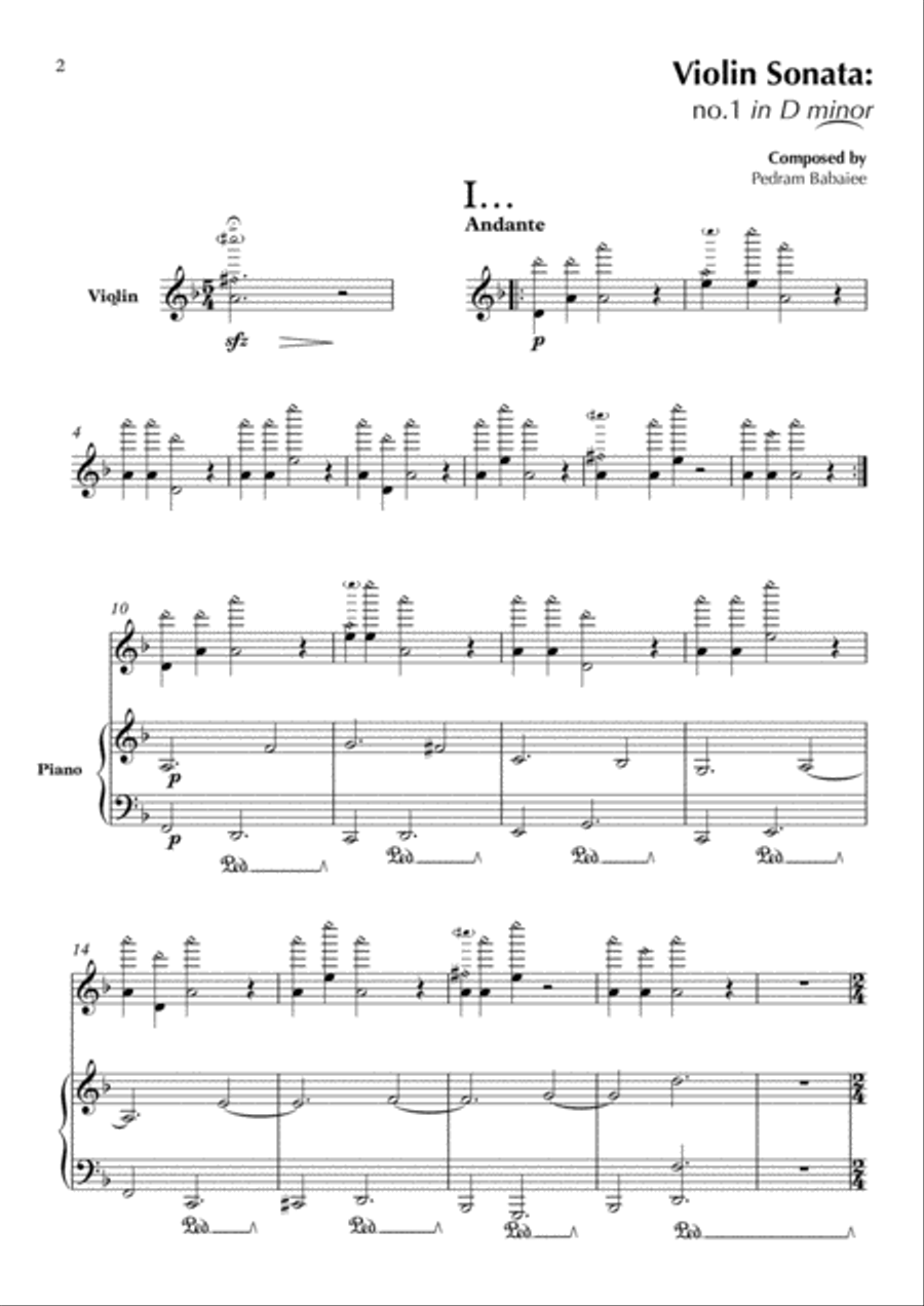 Violin Sonata in D minor String Duet scores gallery preview page 4