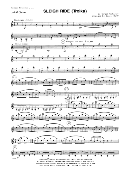 Sleigh Ride (Troika) - 3rd Bb Clarinet