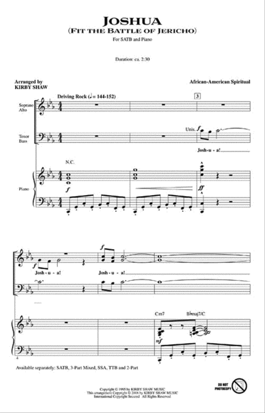 Joshua! (Fit the Battle of Jericho) 4-Part scores gallery preview page 2