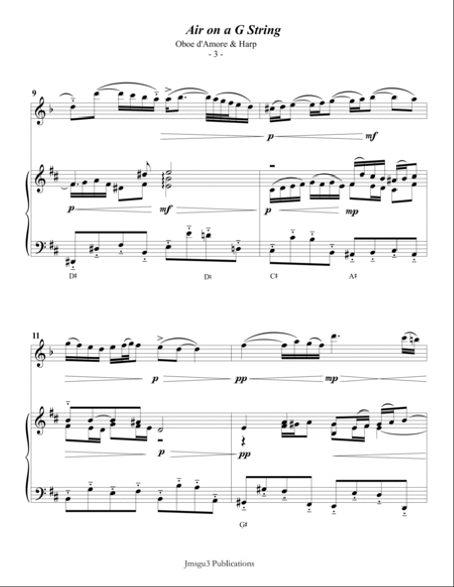 Bach: Air on a G String for Oboe d'Amore & Harp Chamber Music scores gallery preview page 3