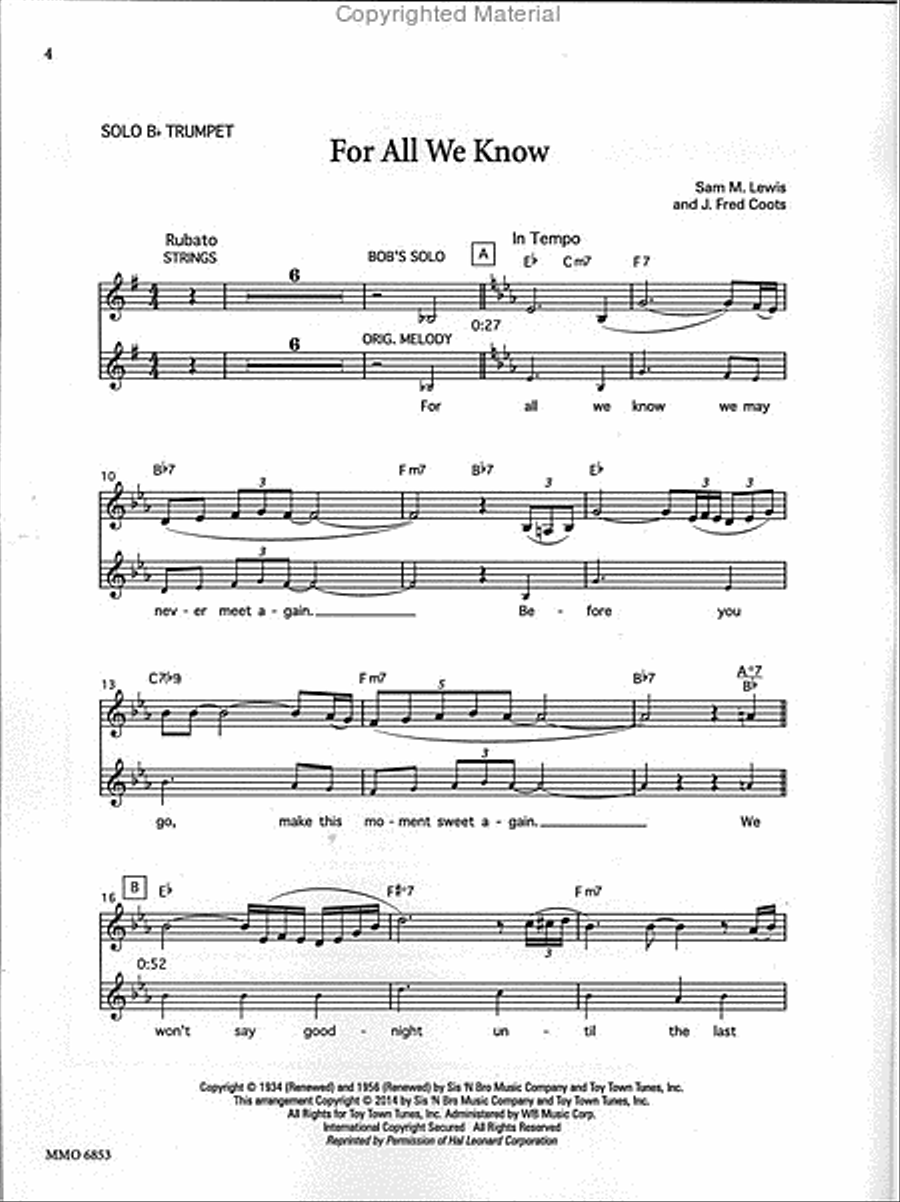 Signature Series, Volume 1: Standards Associated with Singers of Our Time for Trumpet