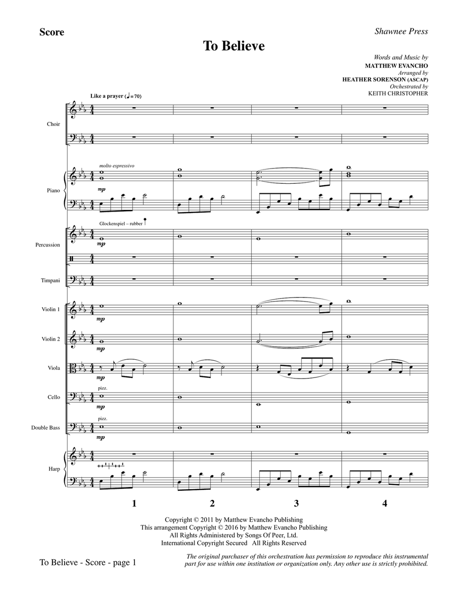 To Believe - Full Score