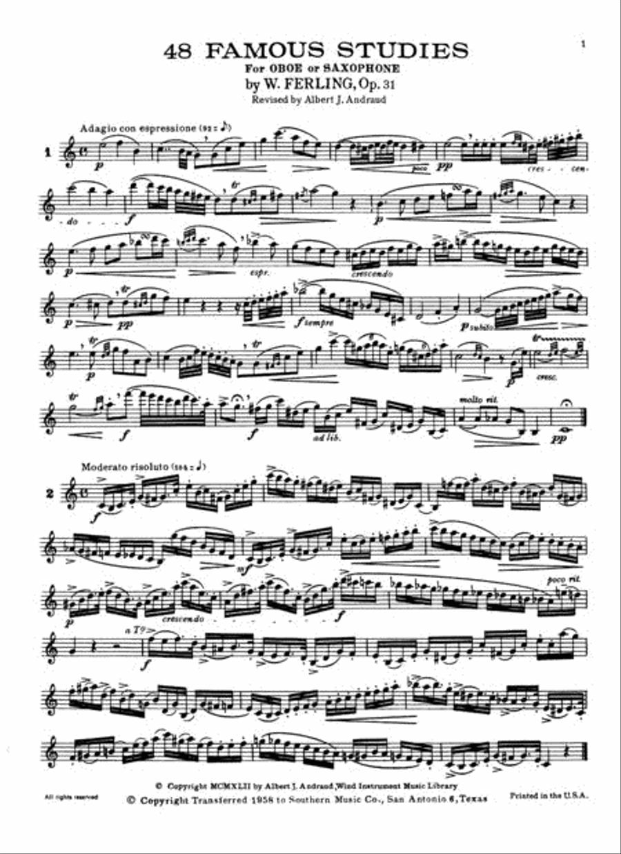 48 Famous Studies, (1st and 3rd Part) Oboe scores gallery preview page 2