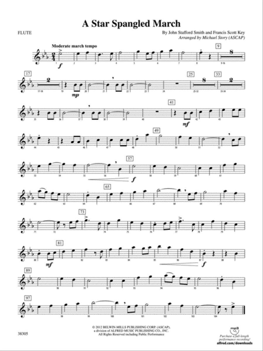 A Star Spangled March: Flute Concert Band scores gallery preview page 1