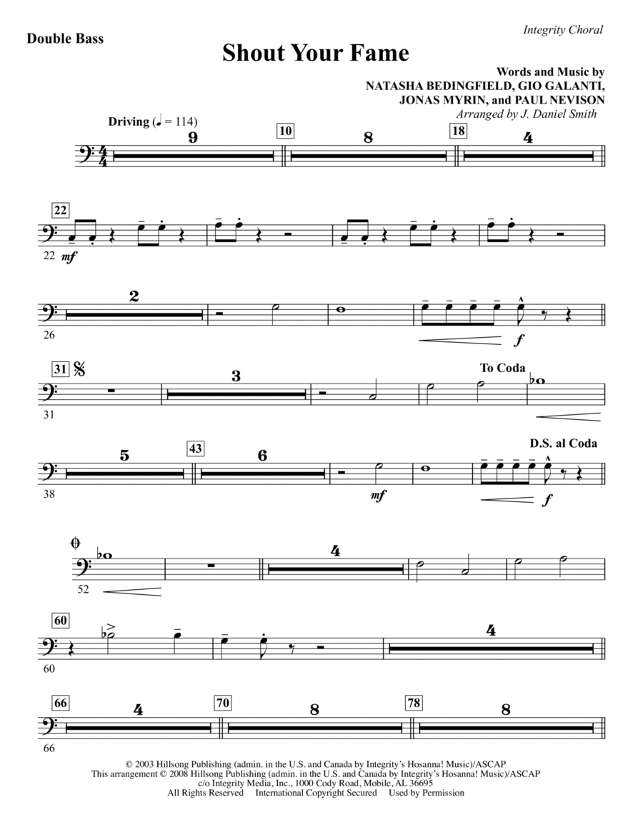 Shout Your Fame - Double Bass Choir scores gallery preview page 1