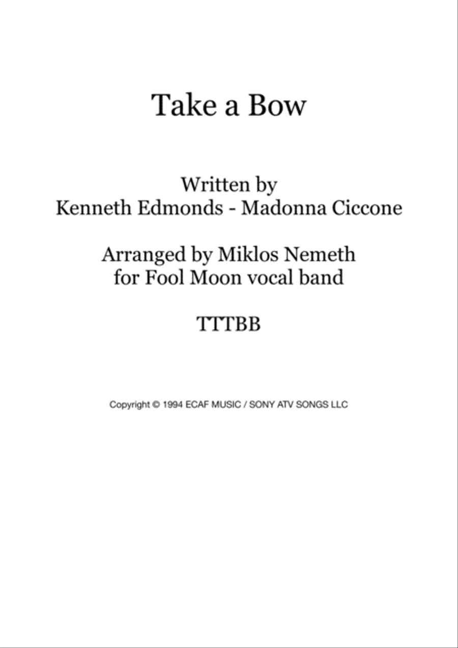 Take A Bow TTBB scores gallery preview page 1