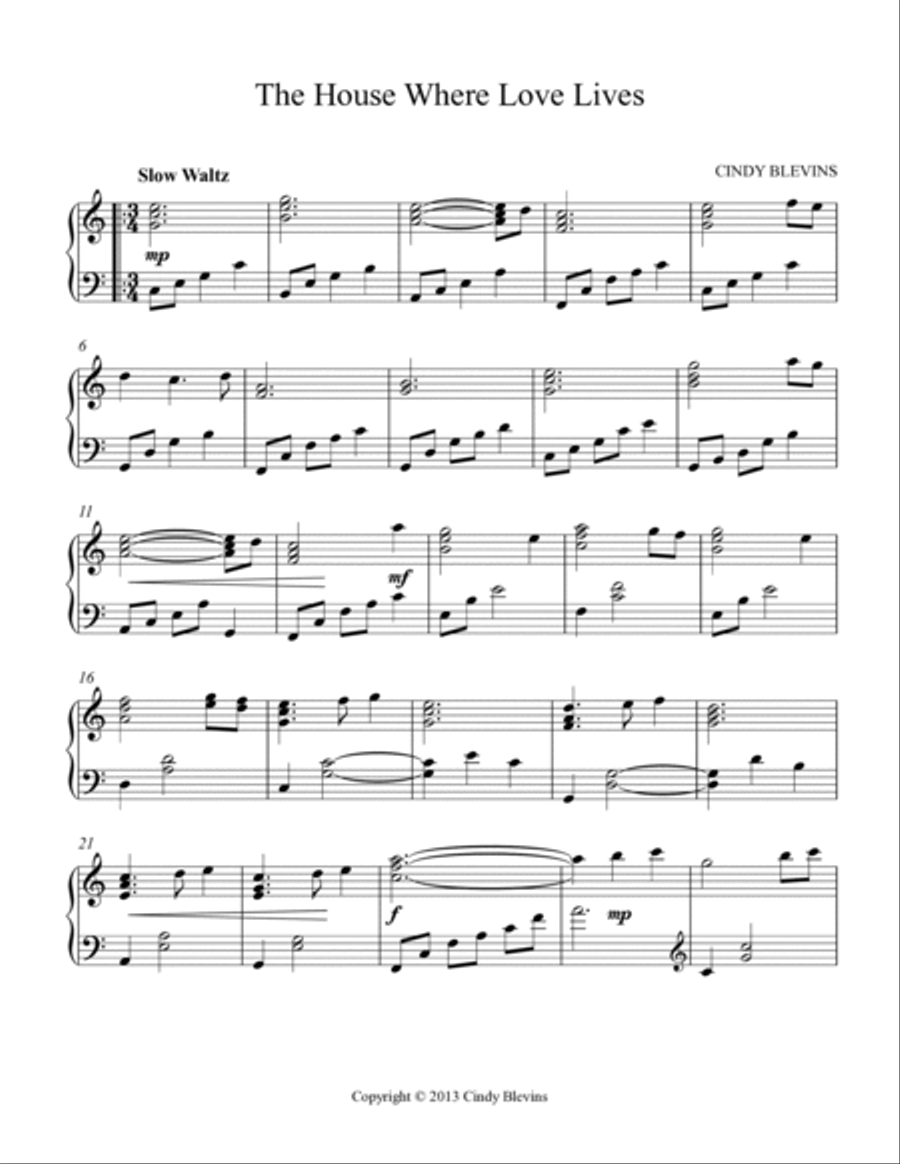 The House Where Love Lives, original solo for Lever or Pedal Harp Pedal Harp scores gallery preview page 2