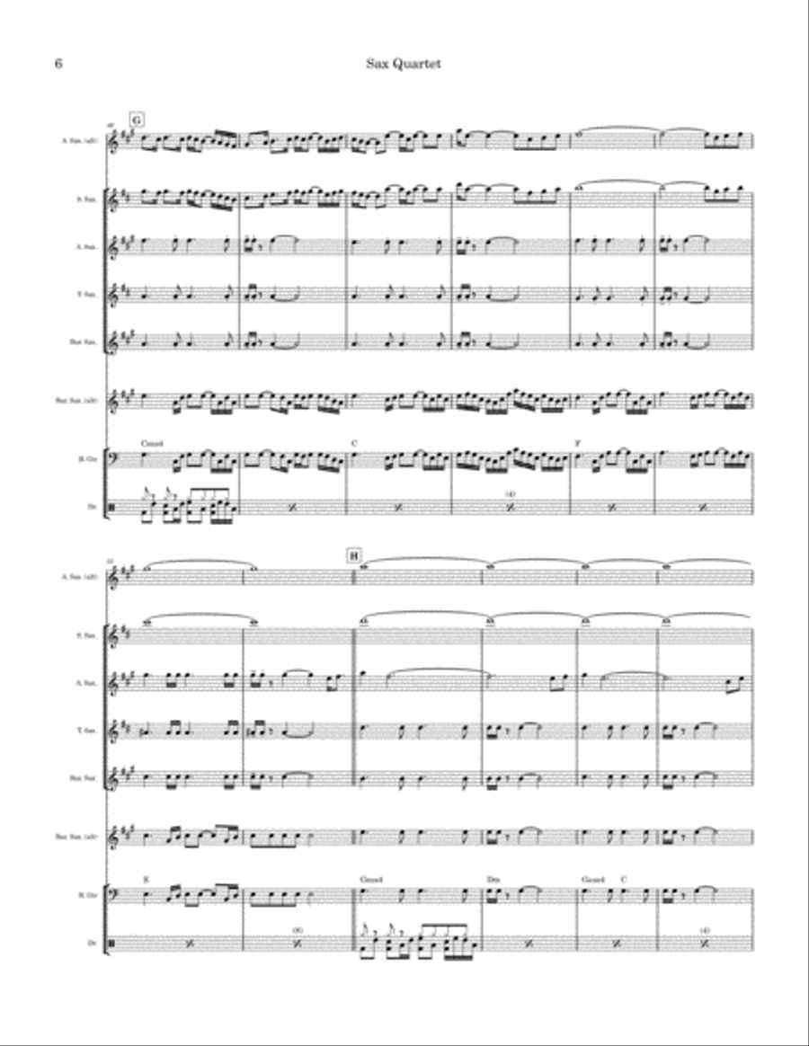 Gonna Fly Now Saxophone Quartet scores gallery preview page 6
