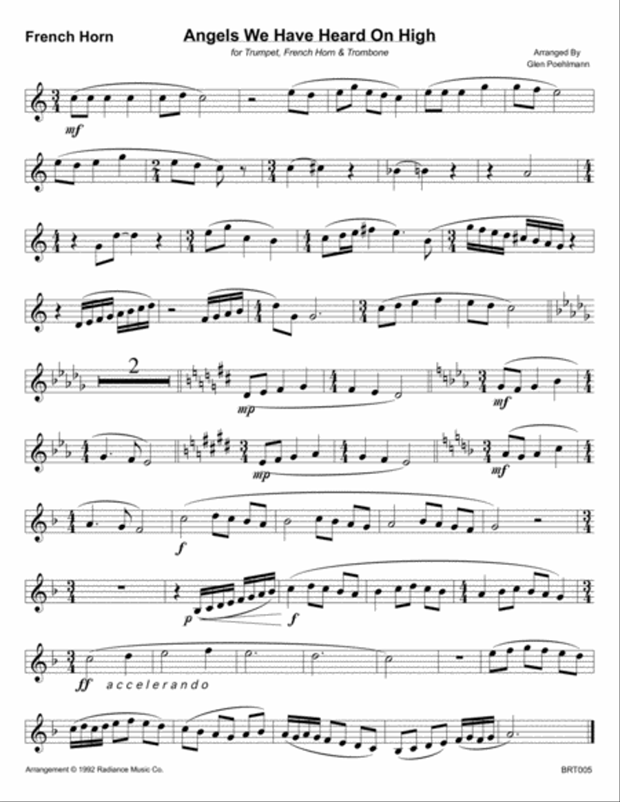 ANGELS WE HAVE HEARD ON HIGH - unaccompanied BRASS TRIO Brass Trio scores gallery preview page 4