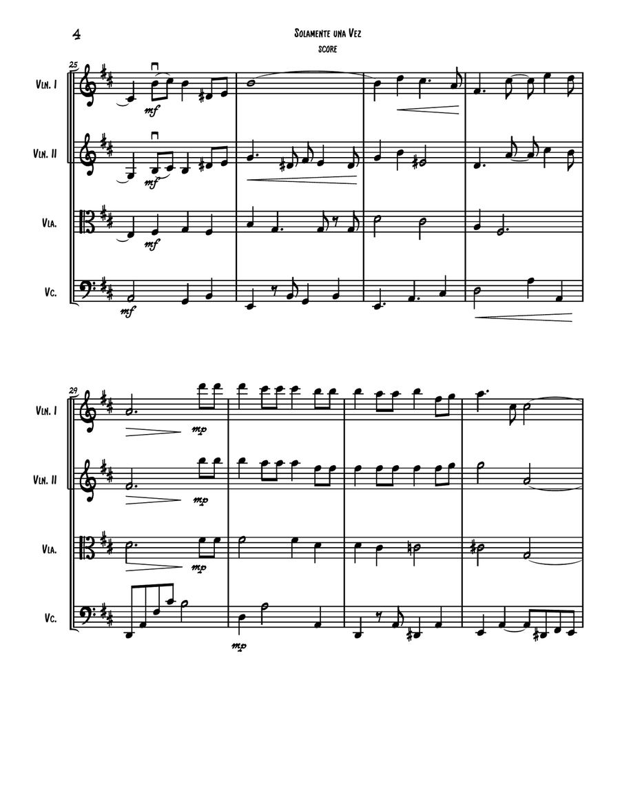 Solamente Una Vez String Quartet scores gallery preview page 5