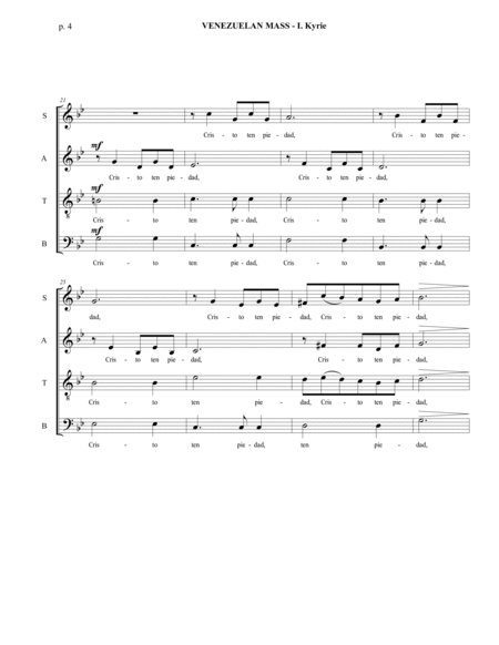 Venezuelan Mass - I. Kyrie - Solo Tenor and SATB a capella image number null