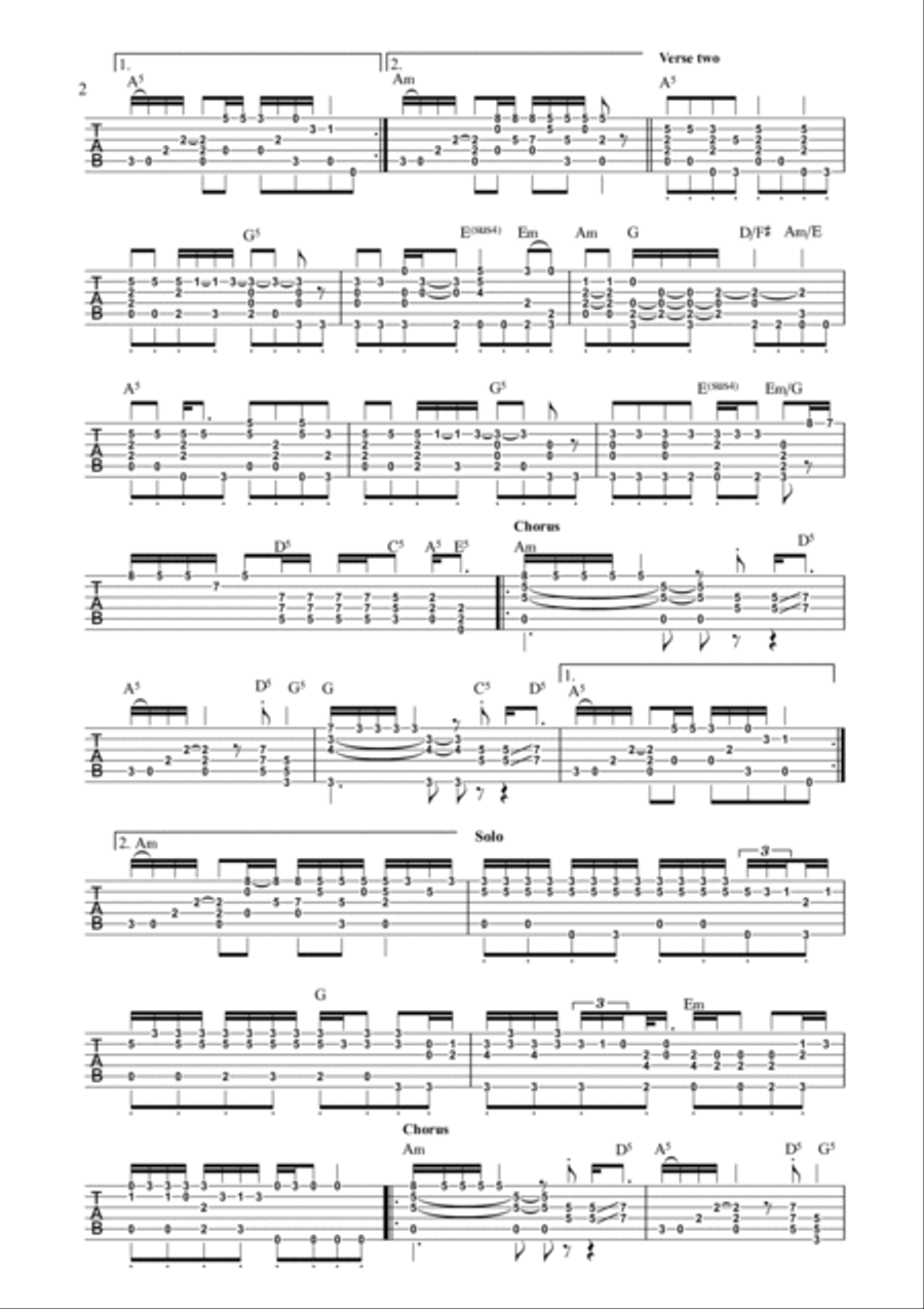Shadow On The Wall Classical Guitar scores gallery preview page 2