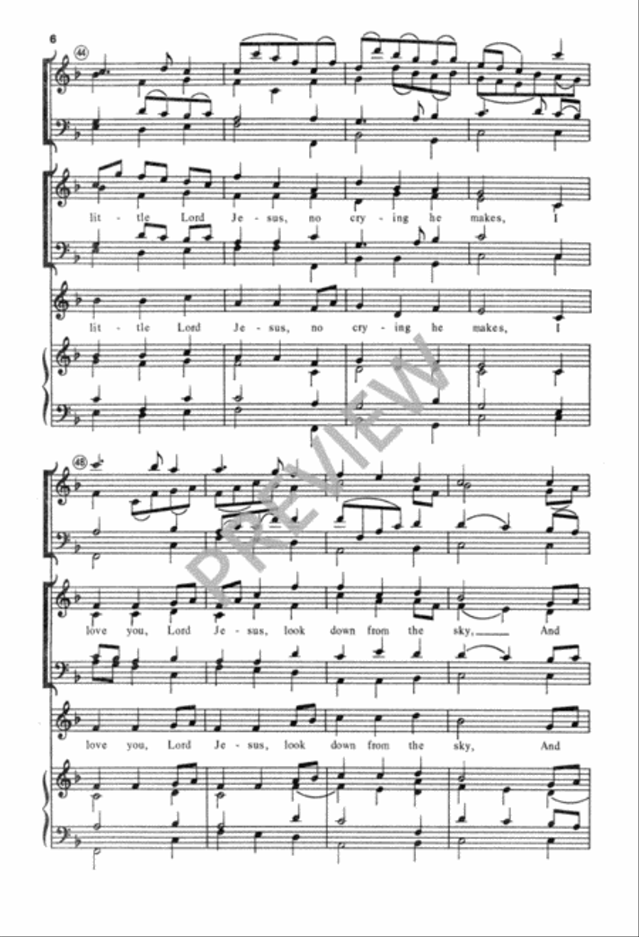 Away in a Manger 4-Part scores gallery preview page 6