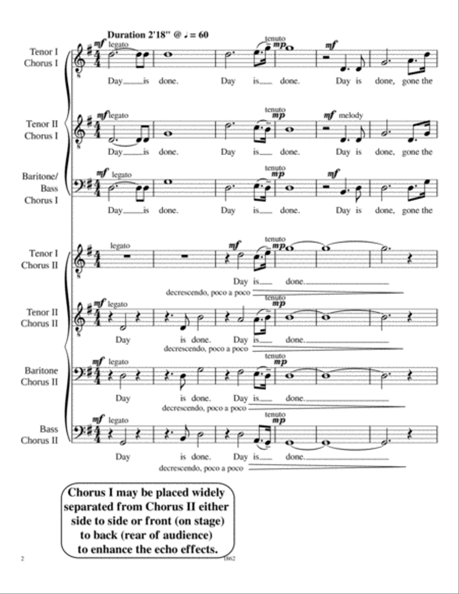 Silver Echo Taps (for double men's chorus) TTBB scores gallery preview page 2