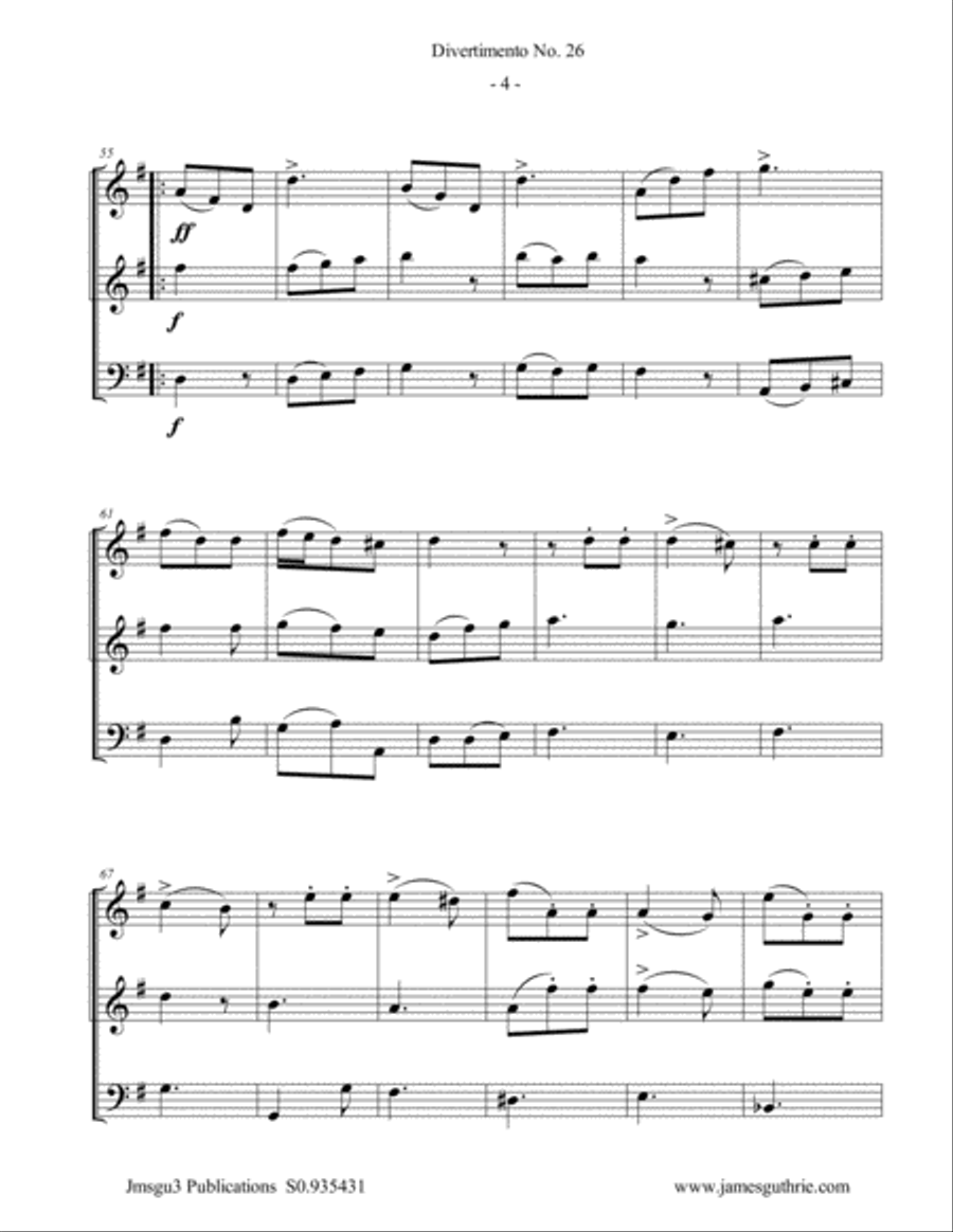 Haydn: Divertimento No. 26, Trio for Oboe Duo & Bassoon Woodwind Trio scores gallery preview page 4
