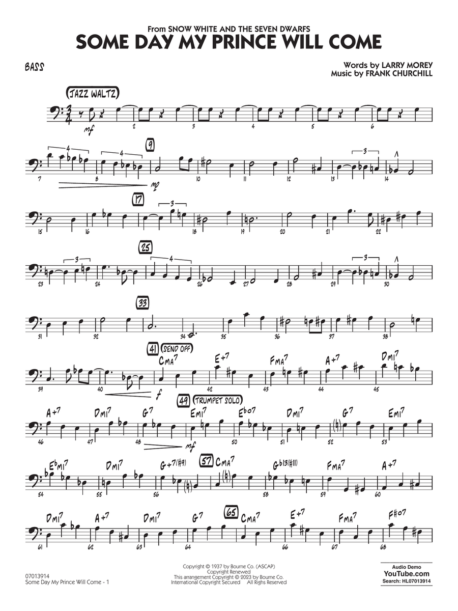 Some Day My Prince Will Come (arr. Chuck Israels) - Bass