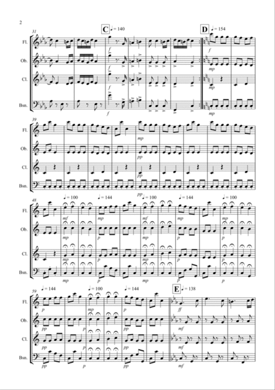 Hungarian Dance No.5 for Wind Quartet Woodwind Quartet scores gallery preview page 2