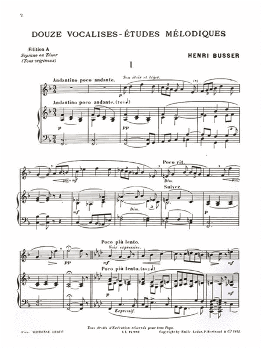 Douze Vocalises-Etudes – Edition A Voice scores gallery preview page 2