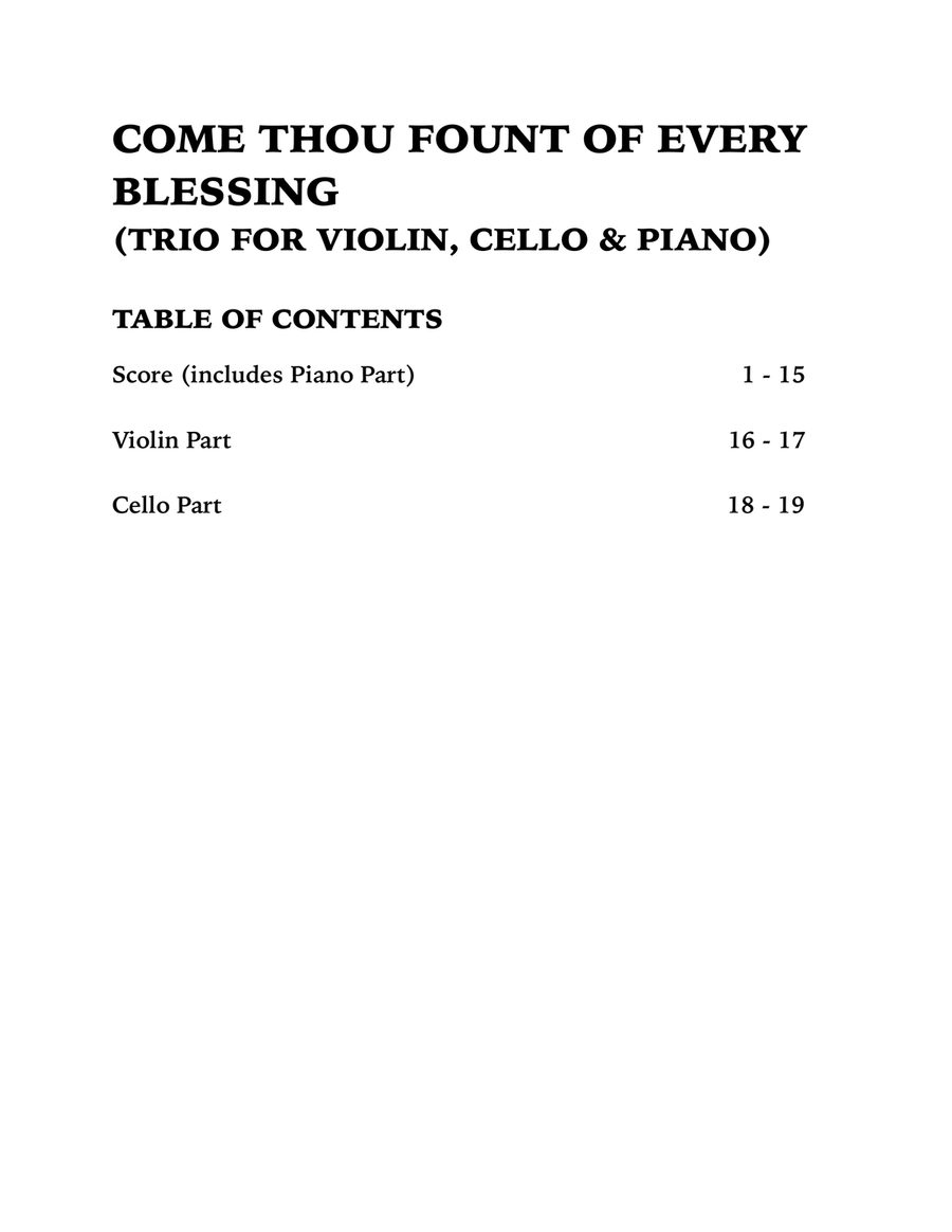 Come Thou Fount of Every Blessing (Piano Trio): Violin, Cello and Piano Piano Trio scores gallery preview page 4