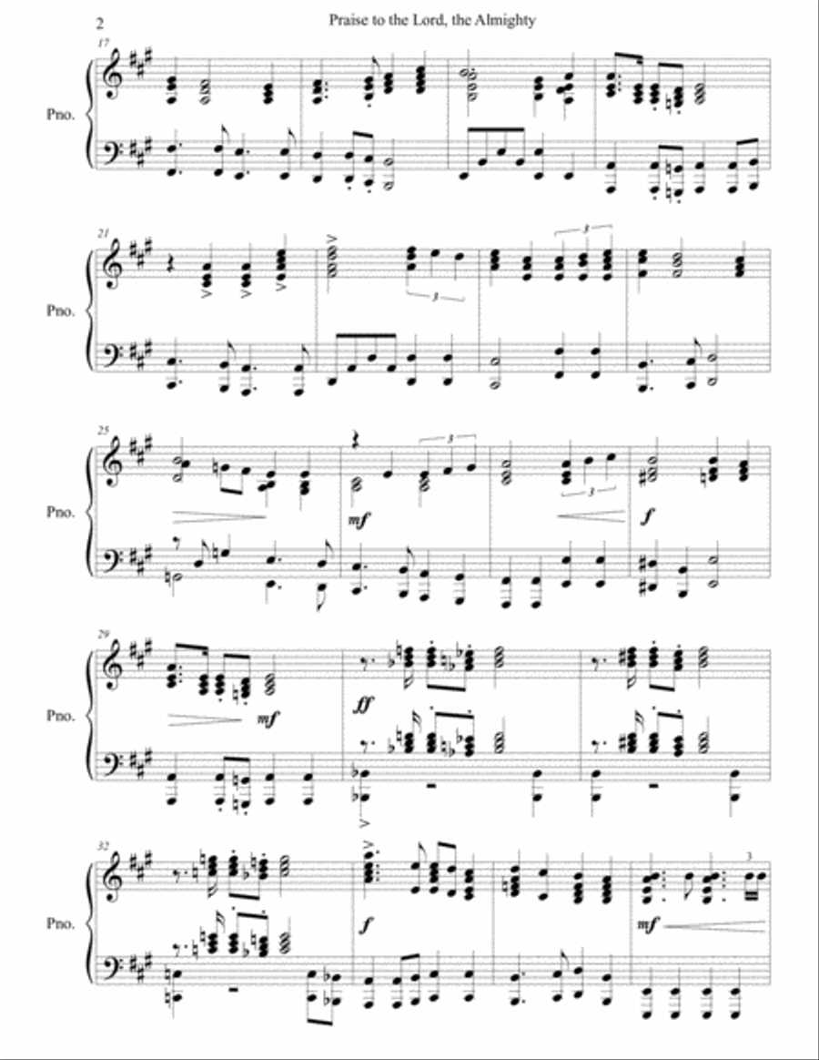 Praise to the Lord the Almighty Piano Solo scores gallery preview page 3