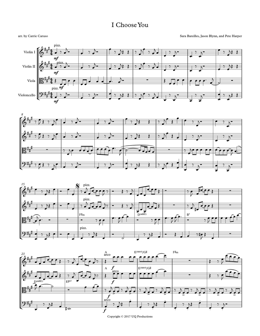 I Choose You String Quartet scores gallery preview page 1