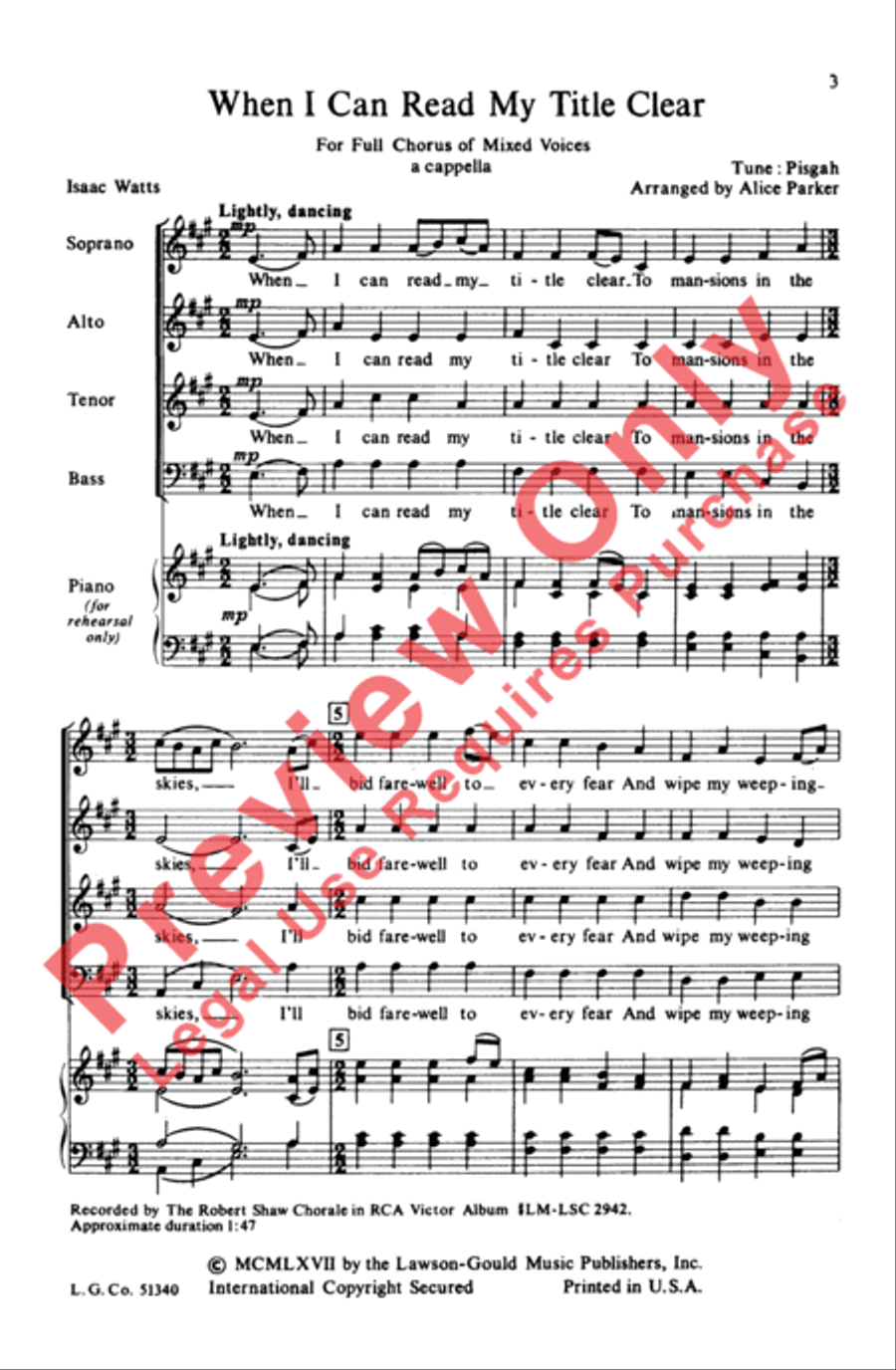 When I Can Read My Title Clear 4-Part scores gallery preview page 2