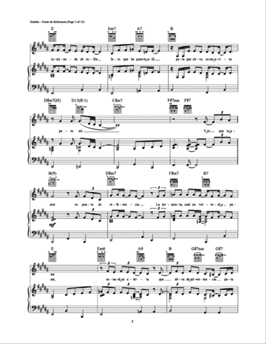 Punto de Referencia Piano, Vocal, Guitar scores gallery preview page 5